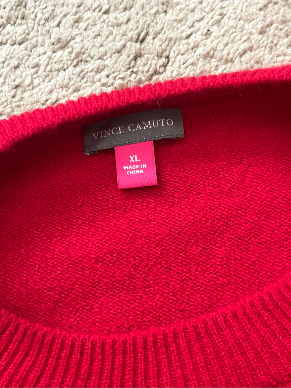 Vince Camuto Red Knit Sweater with Pearl Heart-shaped Embellishments | Size XL - Picture 8 of 8